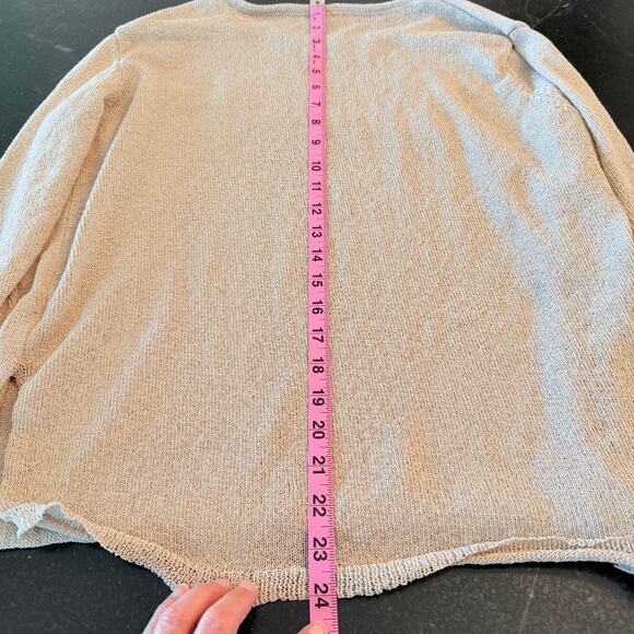 Beach Graphic Slouchy Knit Top Beige Coastal Lounge Large - Picture 6 of 8